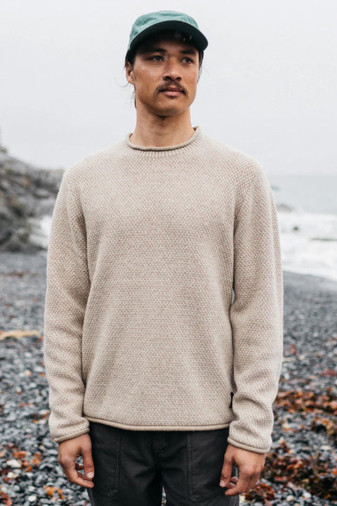 Finisterre Barents Jumper - Oatmeal- Front on model