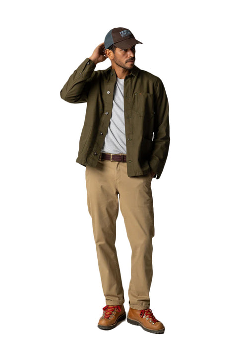 Finisterre Basset Flannel Lined Jacket - Olive- Front