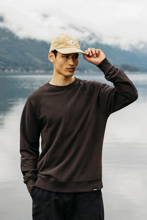 Finisterre Coho Sweatshirt - Burnt Umber- Close up on front