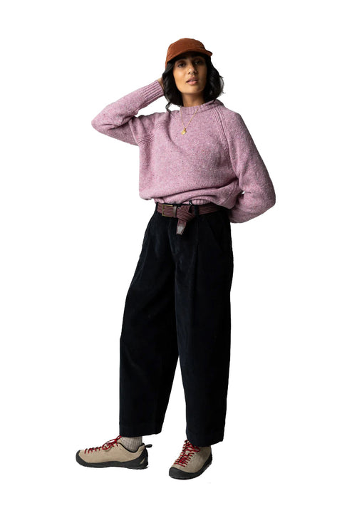 Finisterre Farne Crew Neck Knit Sweater - Dark Orchid - White Background Full