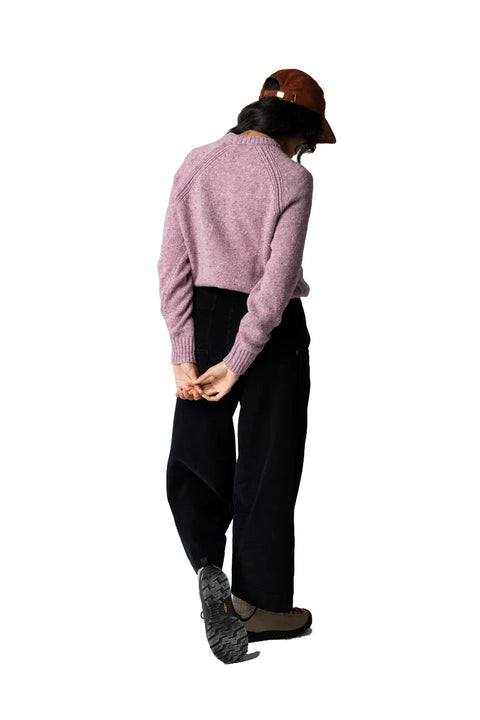 Finisterre Farne Crew Neck Knit Sweater - Dark Orchid - White Background - Back