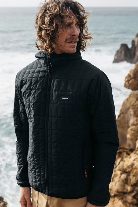 Finisterre Firecrest Hooded Jacket - Black- Front on model