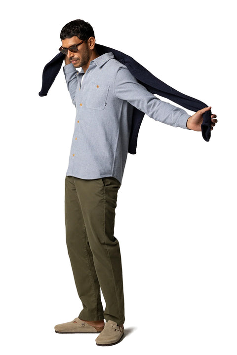 Finisterre Gylly Shirt - Indigo Dobby- Side