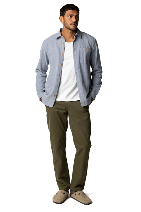 Finisterre Gylly Shirt - Indigo Dobby- Front