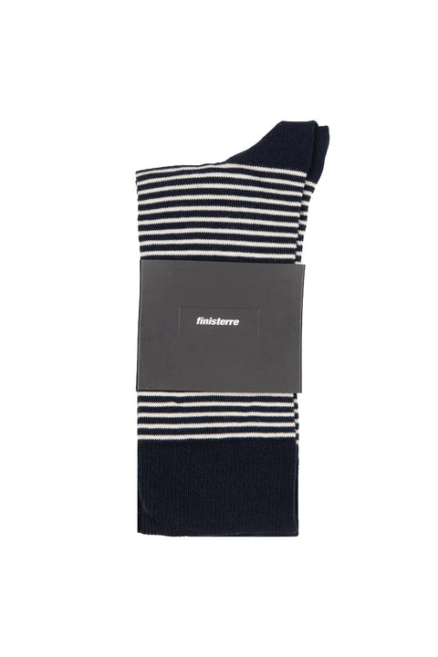 Finisterre Holm Sock - Navy / Ecru- In Packaging