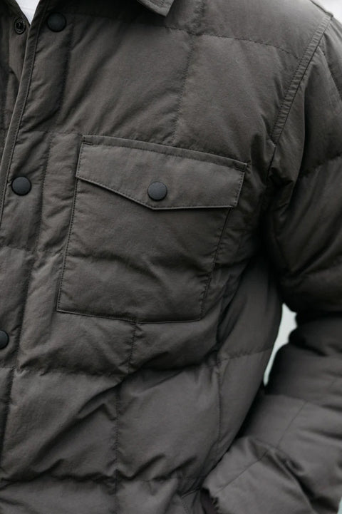 Finisterre Lapwing Shirt - Raven- Close up on chest pocket