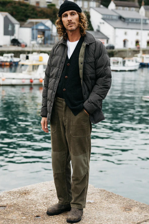 Finisterre Lapwing Shirt - Raven- Front unbuttoned 