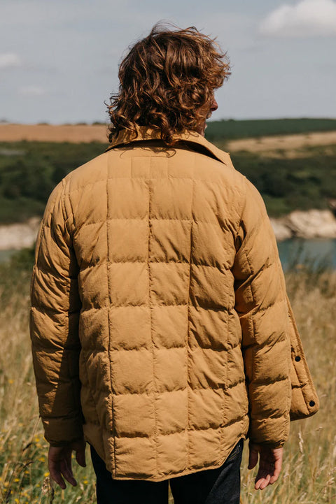 Finisterre Lapwing Shirt - Wheat- Back on model