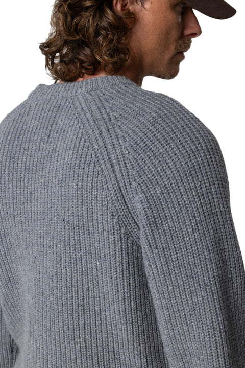 Finisterre Mora Knit Sweater - Grey / Blue - Closeup on Texture