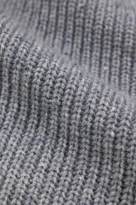 Finisterre Mora Knit Sweater - Grey / Blue - Super closeup on texture