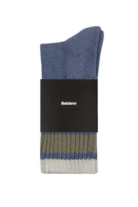 Finisterre Retro Summer Sock - Bay Blue / Nettle / Ecru- In packaging