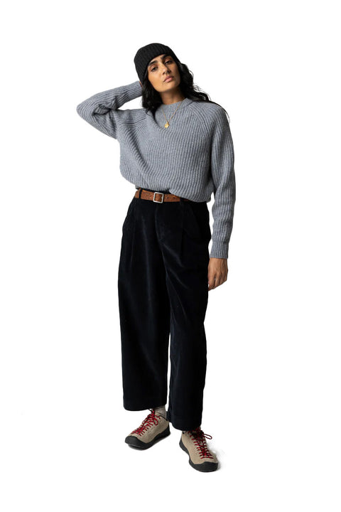 Finisterre Women's Mora Knit Sweater - Grey Blue - No Background Front