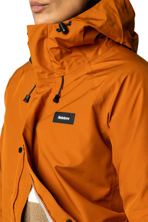 Finisterre Women's Skybird Jacket - Sierra- Close up of front logo