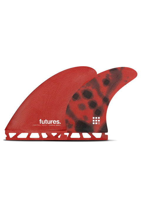 Futures Fins Coffin Bros Medium Thruster Fin Set - Red / Black - With Center Fin