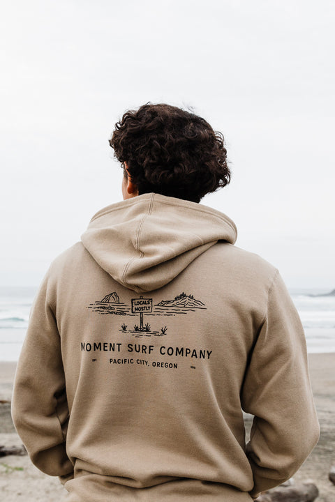 Moment Locals Mostly Pullover Hoodie - Sand - Back Closeup