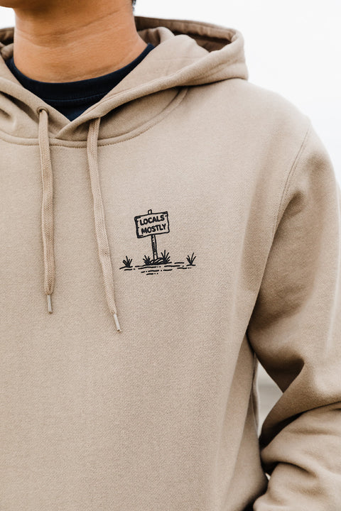 Moment Locals Mostly Pullover Hoodie - Sand - Front Closeup