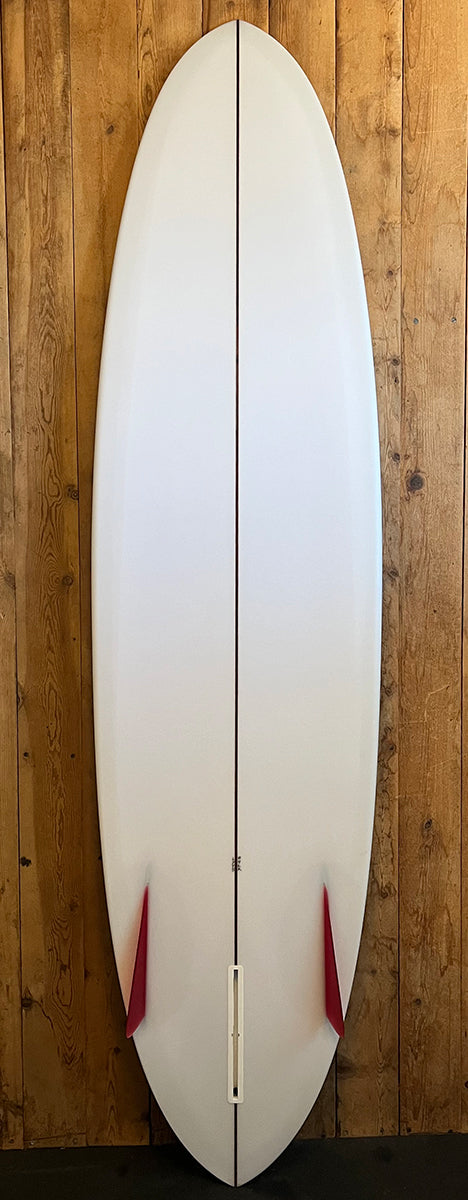 Love Machine 7'4" Thick Lizzy Surfboard - White - Bottom