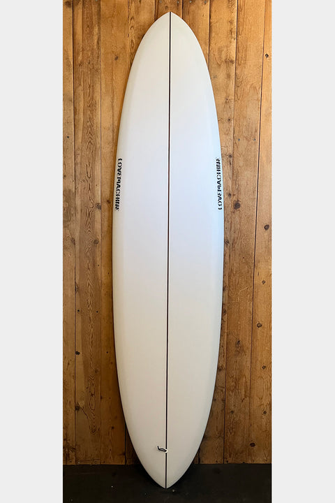 Love Machine 7'4" Thick Lizzy Surfboard - White