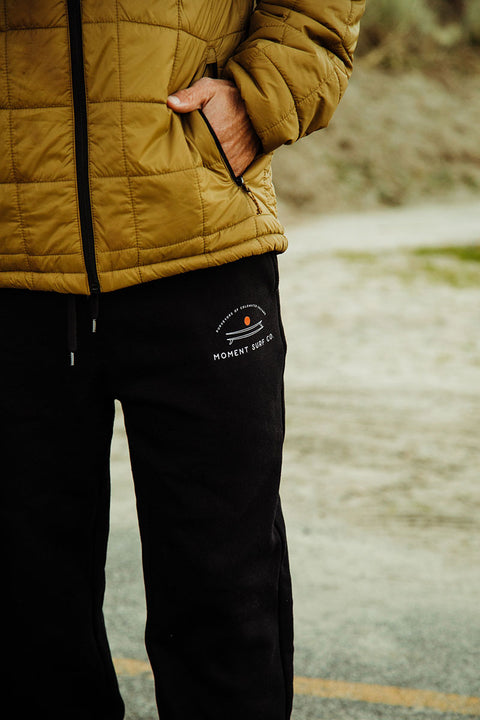 Moment Board Stack Sweatpant - Black - Front Closeup