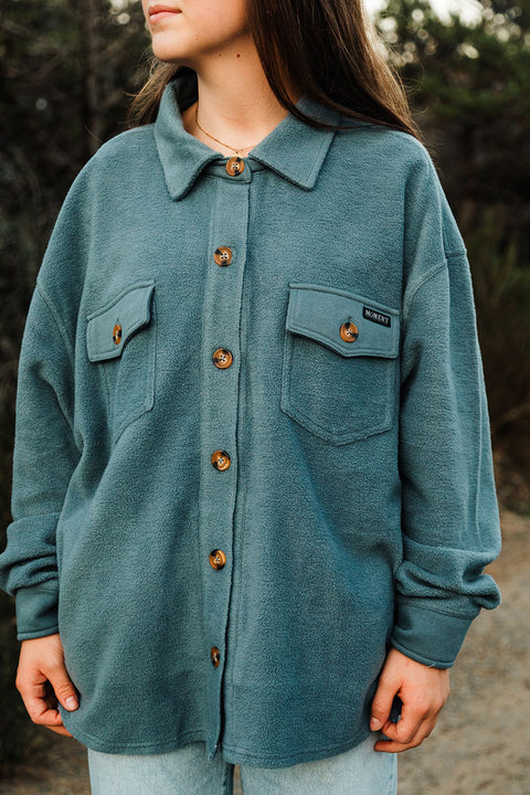 Moment Women's Bonfire Button Up Shacket - Slate Blue