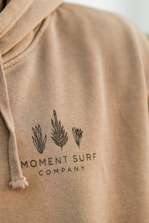 Moment Kelp Friends Hoodie - Pigment Clay - Front Chest Closeup