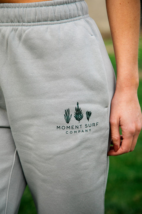 Moment Women's Kelp Friends Sweatpant - Storm - Front Closeup