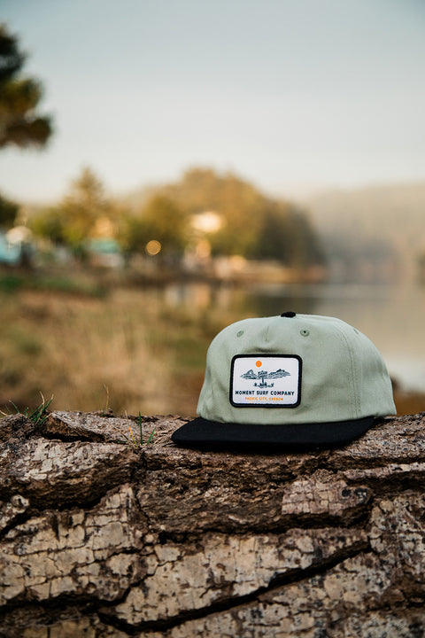 Moment Locals Mostly 5 Panel Hat - Sage / Black - Front Full