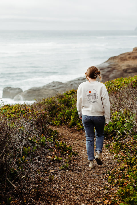 Moment Women's Surf Shack Pullover Crew - Bone - Back 2