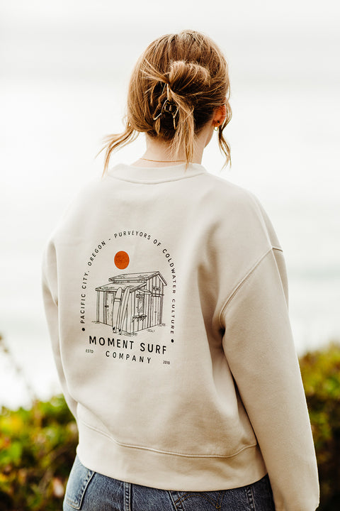 Moment Women's Surf Shack Pullover Crew - Bone