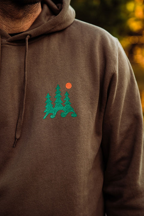 Moment Trees And Waves Pullover Hoodie - Walnut - Front Closeup