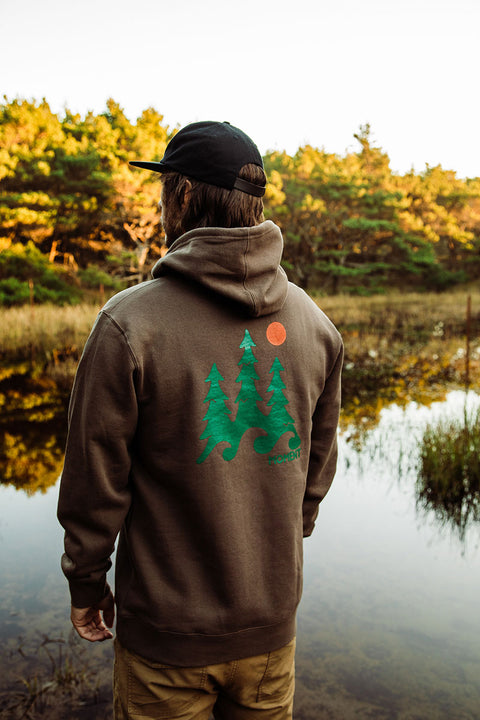 Moment Trees And Waves Pullover Hoodie - Walnut - Back