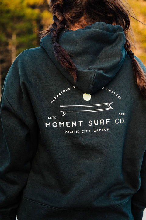 Moment Women's Board Stack Pullover Hoodie - Pine Green - Back