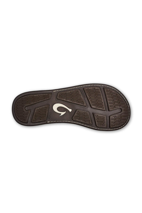 Olukai Tuahine Leather Sandals - Trench Blue / Dark Wood - Bottom