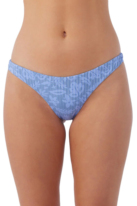 O'Neill Atlantic Palm Wide Rib Hermosa Skimpy Bikini Bottoms - Infinity - Front Closeup
