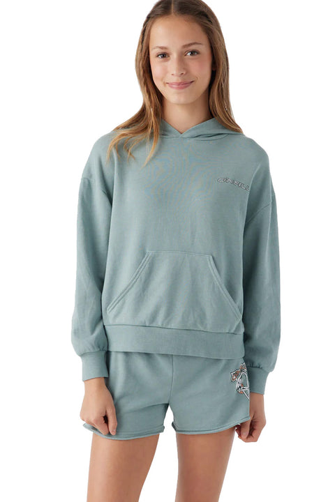 O'Neill Girl's Asher Pullover Fleece - Silver Blue- Front close up
