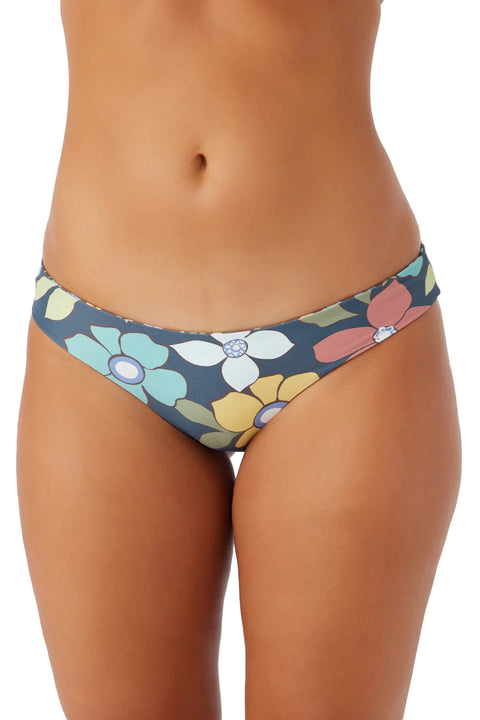 O'Neill Layla Floral Matira Revo Hipster Cheeky Bikini Bottoms - Chocolate - Front Closeup