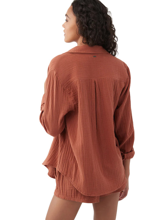 O'Neill Leni Double Gauze Top - Rustic Brown - Back