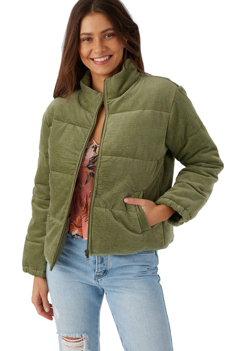 O'Neill Novah Jacket - Oil Green- Front close up