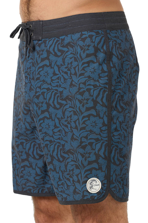 O'neill OG Print Scallop 18" Boardshort - Blue FSN 2- Close up on side