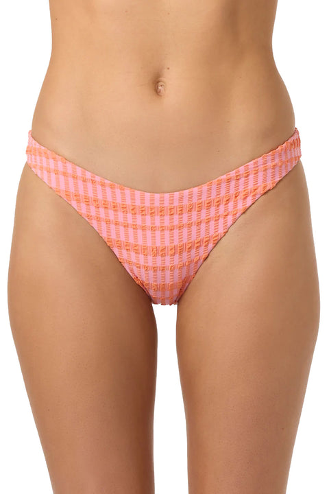 O'Neill Paradise Plaid Rockley Bikini Bottoms - Sachet Pink- front