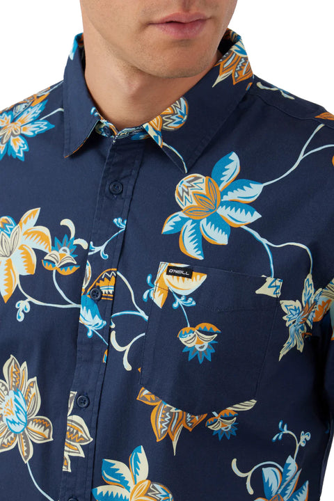 O'Neill Quiver Stretch S/S Modern Shirt - Navy - Collar