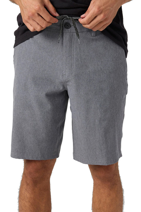 O'neill Reserve Heather 21" Short - Heather Grey- Front showing the drawstring to tighten shorts