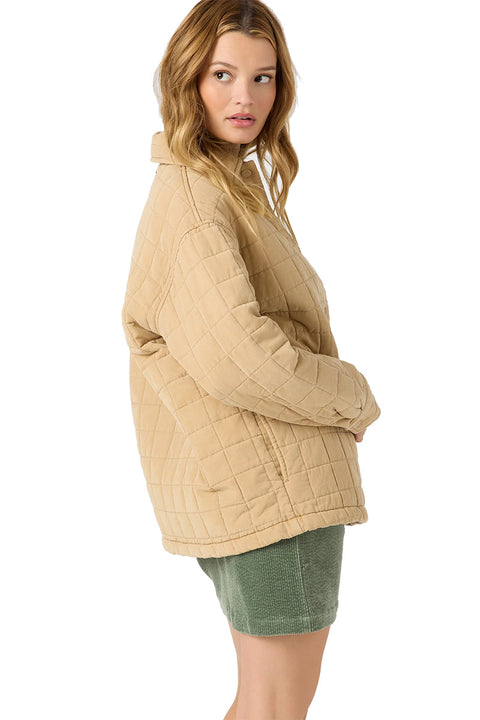O'Neill Rya Quilted Oversized Fit Jacket - Warm Sand- Side