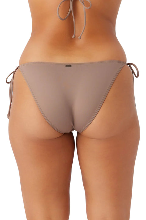 O'Neill Saltwater Solids Maracas Tie Side Bikini Bottoms - Deep Taupe - Back Closeup