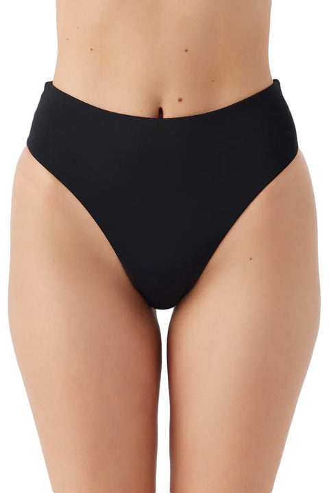 O'Neill Saltwater Solids Max High Waist Bikini Bottoms - Black - Front Closeup