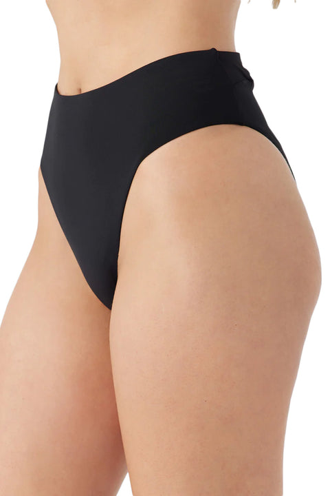 O'Neill Saltwater Solids Max High Waist Bikini Bottoms - Black - Side Closeup