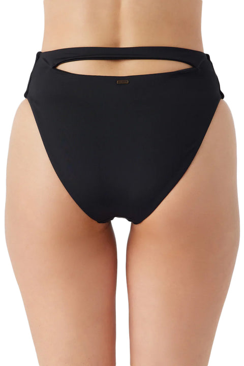 O'Neill Saltwater Solids Max High Waist Bikini Bottoms - Black - Back Closeup