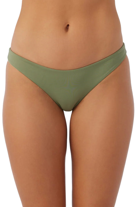 O'Neill Saltwater Solids Rockley Classic Bikini Bottoms - Oil Green - Closeup Front