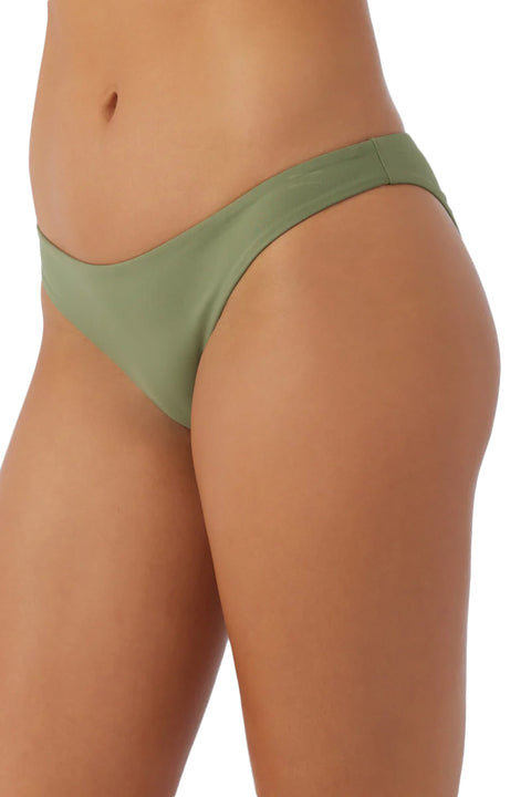 O'Neill Saltwater Solids Rockley Classic Bikini Bottoms - Oil Green - Closeup Side