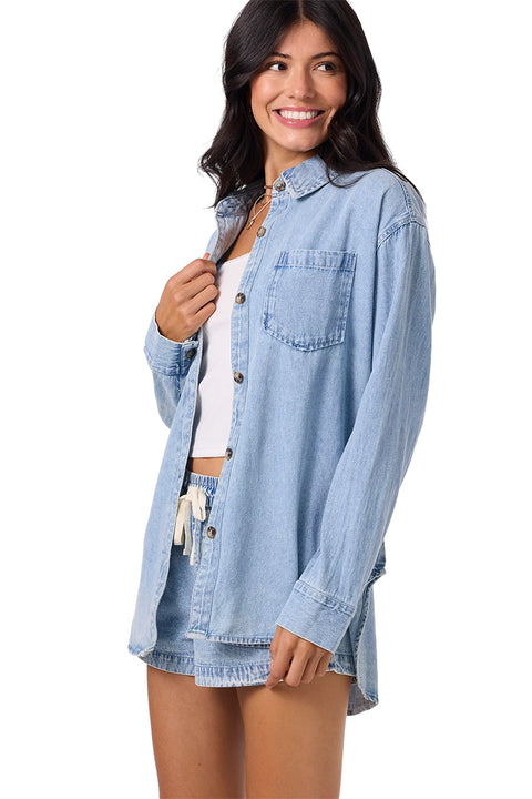 O'Neill Sevie Shacket Denim Jacket - Drifter- Side